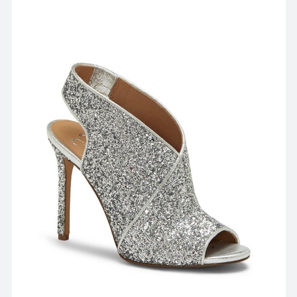 Jessica Simpson Shoes - Jessica Simpson Jourie Sparkly Silver Glitter, Peep Toed Stiletto Heeled Shootie